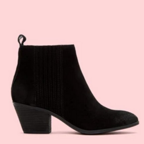 FRYE Black Suede Ankle Heeled Booties - Picture 3 of 6